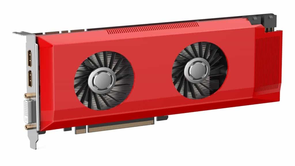 red video card isolated on white background