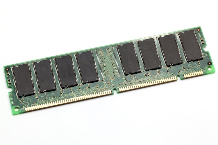 Computer ram memory on white background