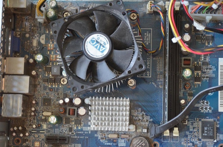 cpu fan on a motherboard