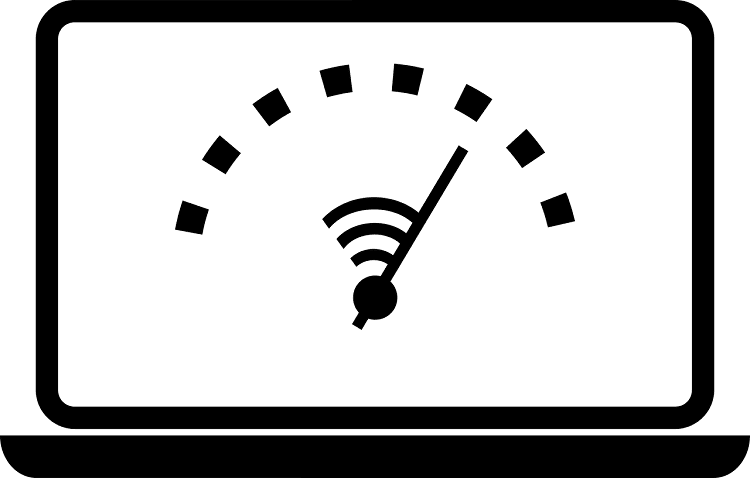 laptop screen showing download speed